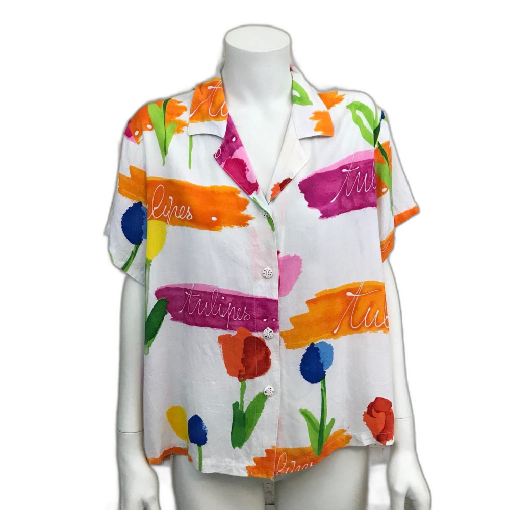 Jam’s World Abstract Floral Button Up Shirt | Women’s Medium Resort Top
